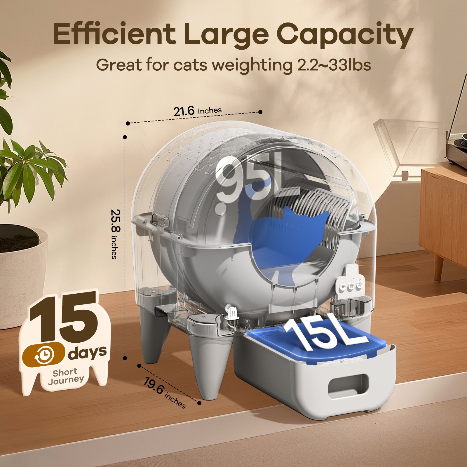 Fumoi M4 Extra-Large Self-Cleaning Litter Box (95L)