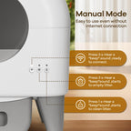 Fumoi Automatic Cat Litter Box Self Cleaning Litter Box Large Capacity for Multiple Cats, App Control with Safety Sensors, Removable Washable Liner,2 Rolls Garbage Bags,Grey