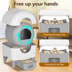 Fumoi Automatic Cat Litter Box Self Cleaning Litter Box Large Capacity for Multiple Cats, App Control with Safety Sensors, Removable Washable Liner,2 Rolls Garbage Bags,Grey